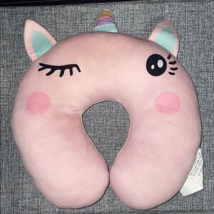 Prelovedd little girls pink unicorn horse head soft pillow rest